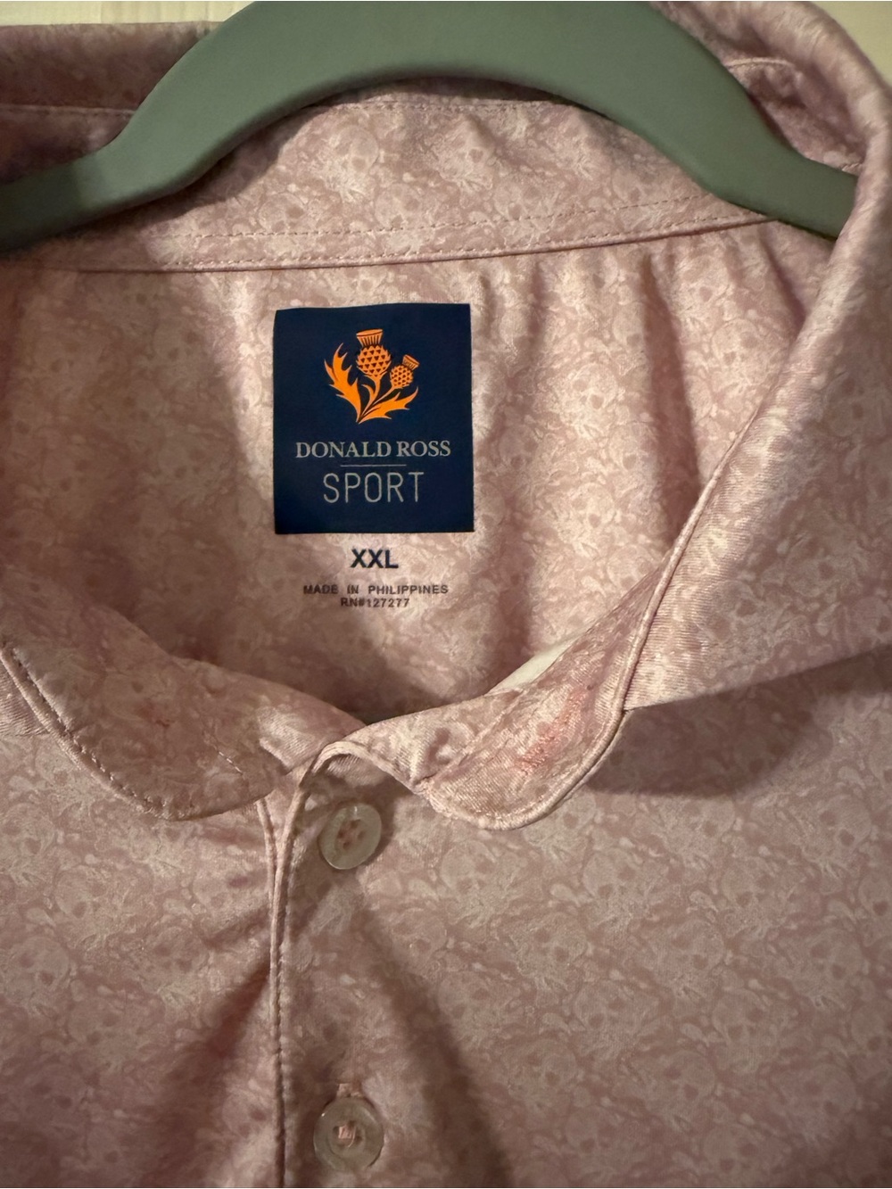 Donald Ross Sport Men’s Light Pink Floral Polo Shirt